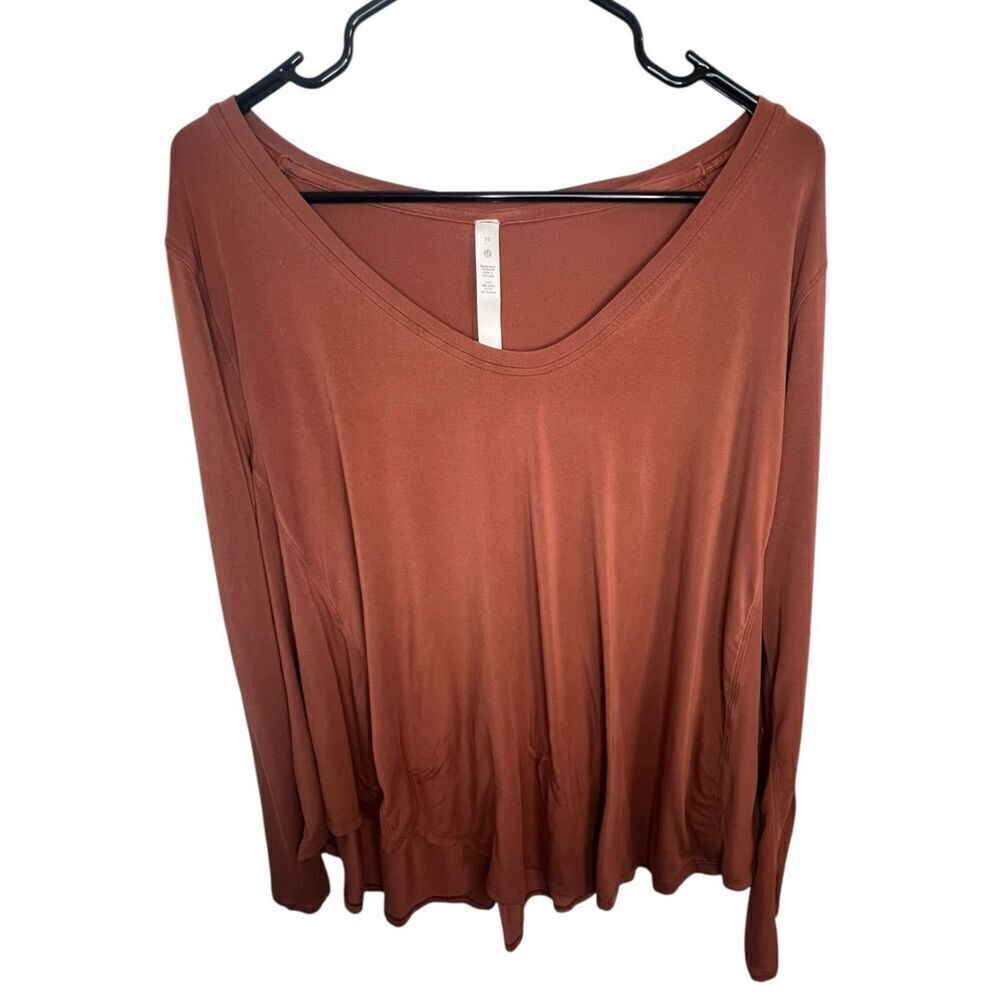 Lululemon Up For Downtime Terracotta Long Sleeve Workout Top